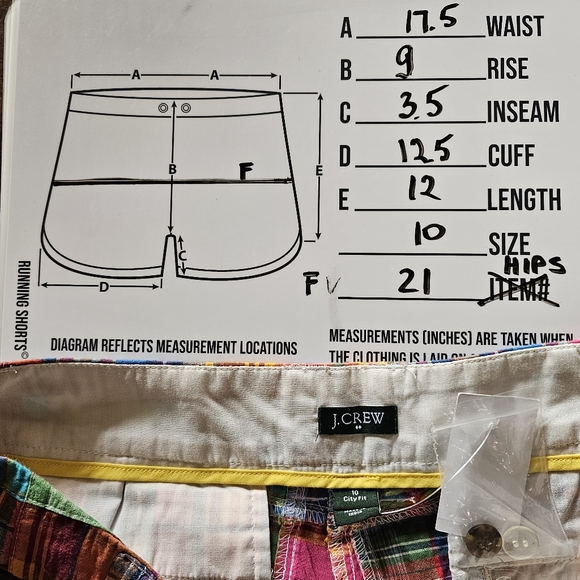 J.CREW City Fit Plaid Patchwork Shorts~Size 10~New - Picture 8 of 8